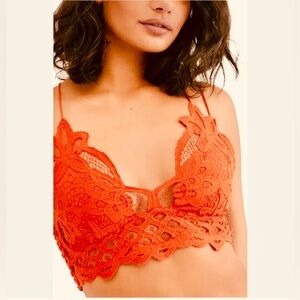 Free People Boho crochet lace Adella Orange Bralette -